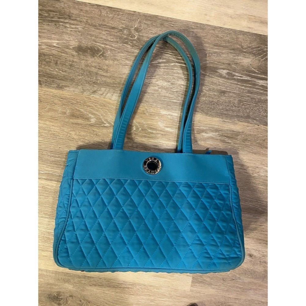 VERA BRADLEY Quilted Turquoise Medium Over Shoulder Handbag